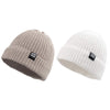 Simple Knitted Baby Beanie Hip-Hop Boys Winter Hat Toddler Kids Bonnet For Girls 0-5Y (White+Beige,L)
