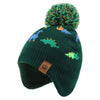 Jangannsa Knitted Baby Hat Scarf Set Winter Warm Boys Girls Beanie Fleece Lining Toddler Kids Hats With Pompom(Dark Green Dinosa