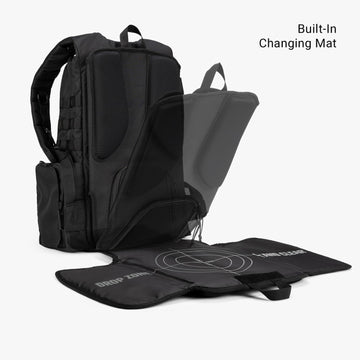 Tbg - Mens Tactical Diaper Bag Backpack W/Built-In Changing Mat, Stroller Strap (Black 4Th Gen)