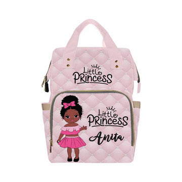 Artsadd Personalized Large Capacity Diaper Bags, Pink Little Princess Daypack Custom Name Backpack Casual Daypack Bag Nappy Bag