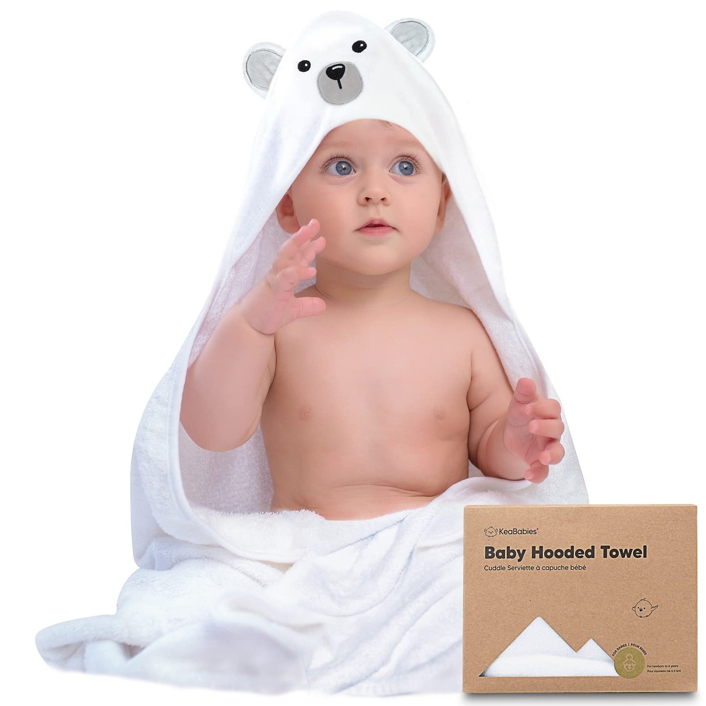 Keababies Baby Hooded Towel - Bamboo Baby Towel Organic Bamboo Towel - Infant Towels - Large Bamboo Hooded Towel - Baby Bath Tow