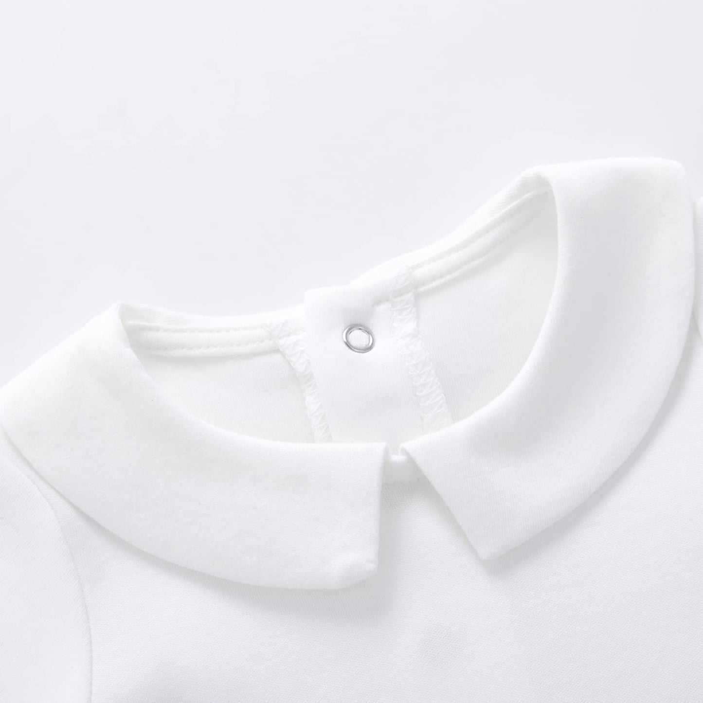 Pureborn Baby Boys Bodysuits Cotton Summer Short Sleeve Peter Pan Collar White 9-12 Months