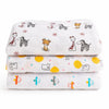 LITTLE HANNU 100% Cotton Muslin Swaddle Wrap for Newborn Baby|SoftBreathable Multiuse Baby Blanket |Multiprinted on White(Pack