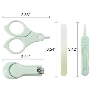 Pandaear Baby Nail Manicure Pedicure Grooming Care Kit (4 Pack)| Clippers Scissors File Tweezers | Newborn Infant Toddler Kids|1