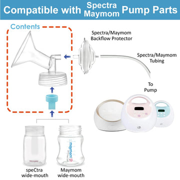 Maymom Pump Part Compatible With Spectra/Ameda Luna Pumps, Syngery Gold; Inc Wide Mouth Flange 15 Mm Blue Valve; Not Original Sp