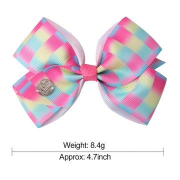 7Pc 5' Large Hair Bows For Girls, Jojo Siwa Grosgrain Ribbon Hair Barrettes With Heart Emblem Accessories For Toddler