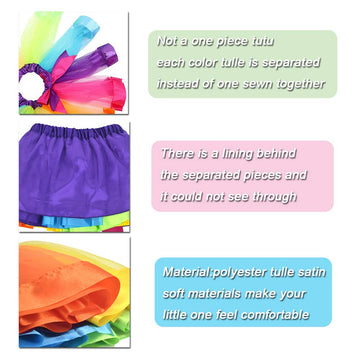 Jiaduo Girls Unicorn Costume Rainbow Tutu With White Shirt, Headband & Satin Sash Rainbow Large/5-7X