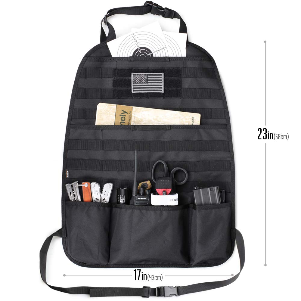 Wynex Tactical Car Seat Back Organizer, Molle Panel Back Seat Protector, Universal Vehicle Seat Cover For Molle Pouches And Trav