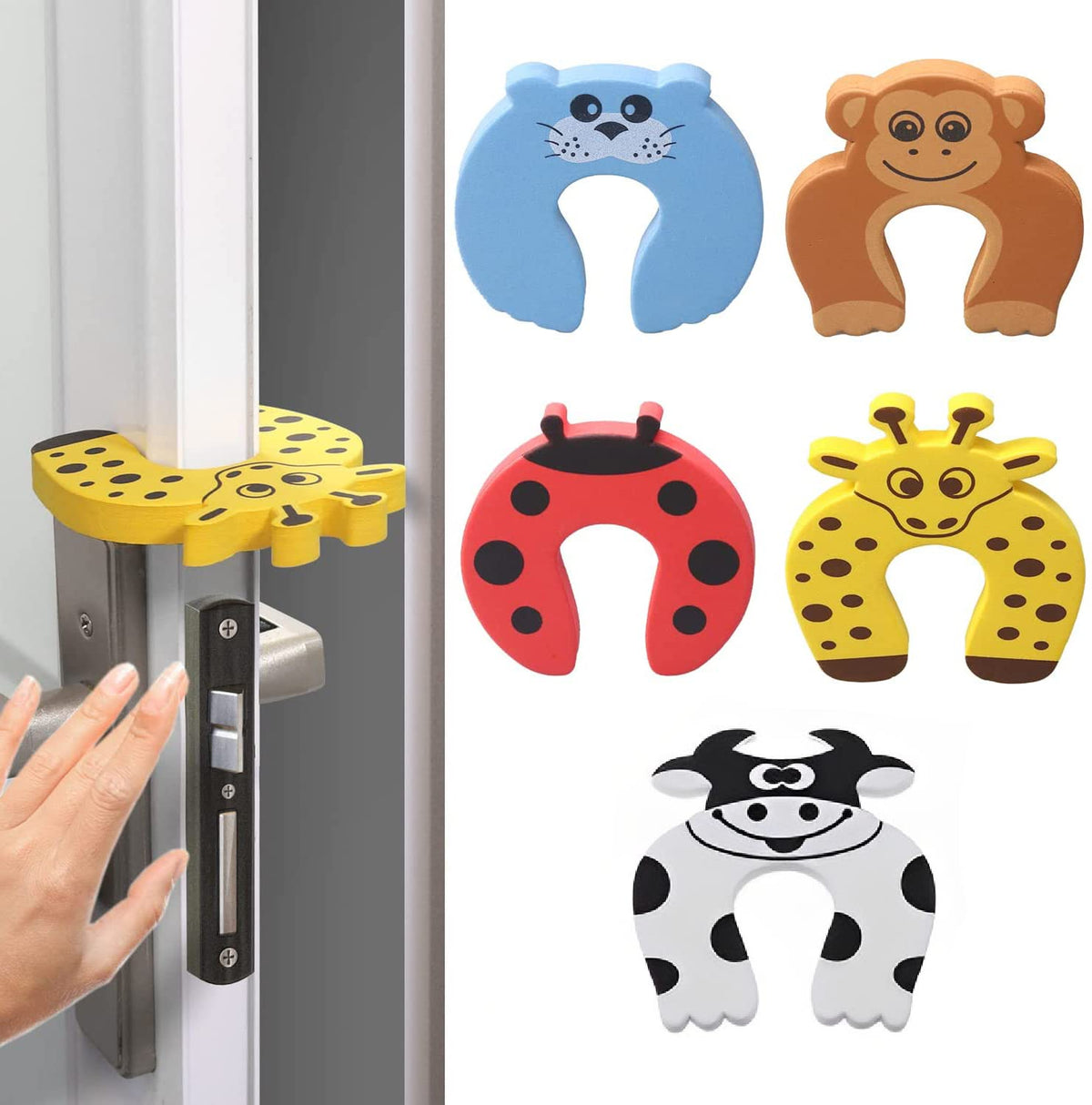 Syga 5 Pcs Children Safety Door Pinch Guard,Door Slam Stopper Soft Foam Door Stopper,Prevents Finger Pinch Injuries &Child Or Pe