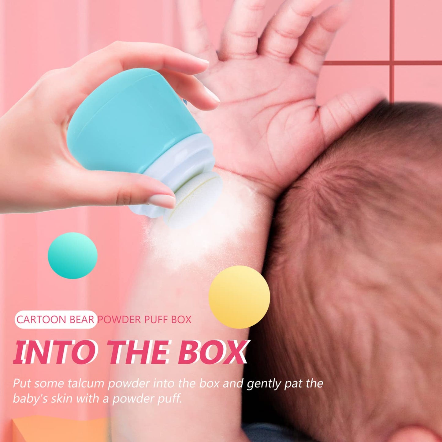 Osaladi Baby Powder Bottle: Cartoon Bear Powder Puff Box, Infant Loose Powder Box With Puff, Talcum Powder Container, Portable P