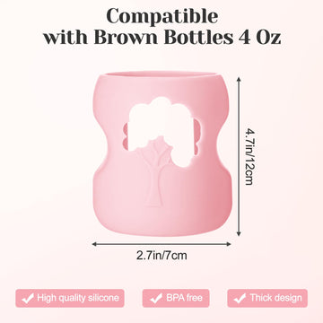 3 Pcs Silicone Bottle Sleeves Compatible With Dr Brown Glass Bottles 5 Oz For Dr Brown'S Wide Neck Bottles, Dishwasher-Safe Bpa