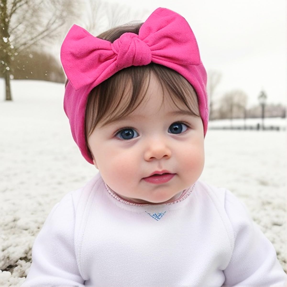 Alinmo 25Pcs Baby Nylon Headbands Soft Hairbands Hair Bow Elastics For Baby Girls Newborn Infant Toddlers Kids