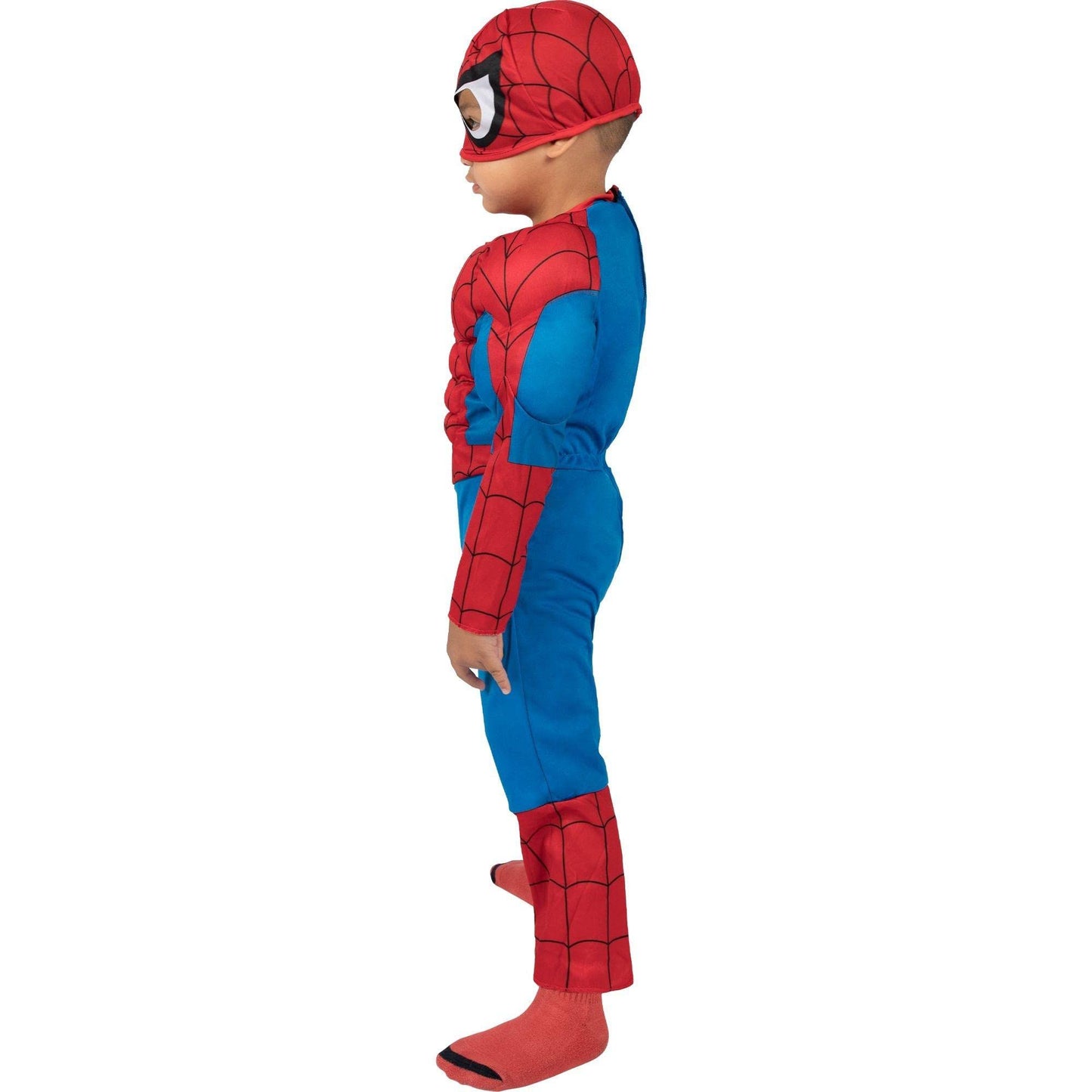 Party City Classic Spider-Man Muscle Halloween Costume For Toddler Boys, Marvel Comics, 2T, Includes Jumpsuit And Mask