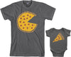 Threadrock Pizza Pie & Slice Infant Bodysuit & Men'S T-Shirt Matching Set (Baby: 6M, Charcoal|Men'S: 2Xl, Charcoal)