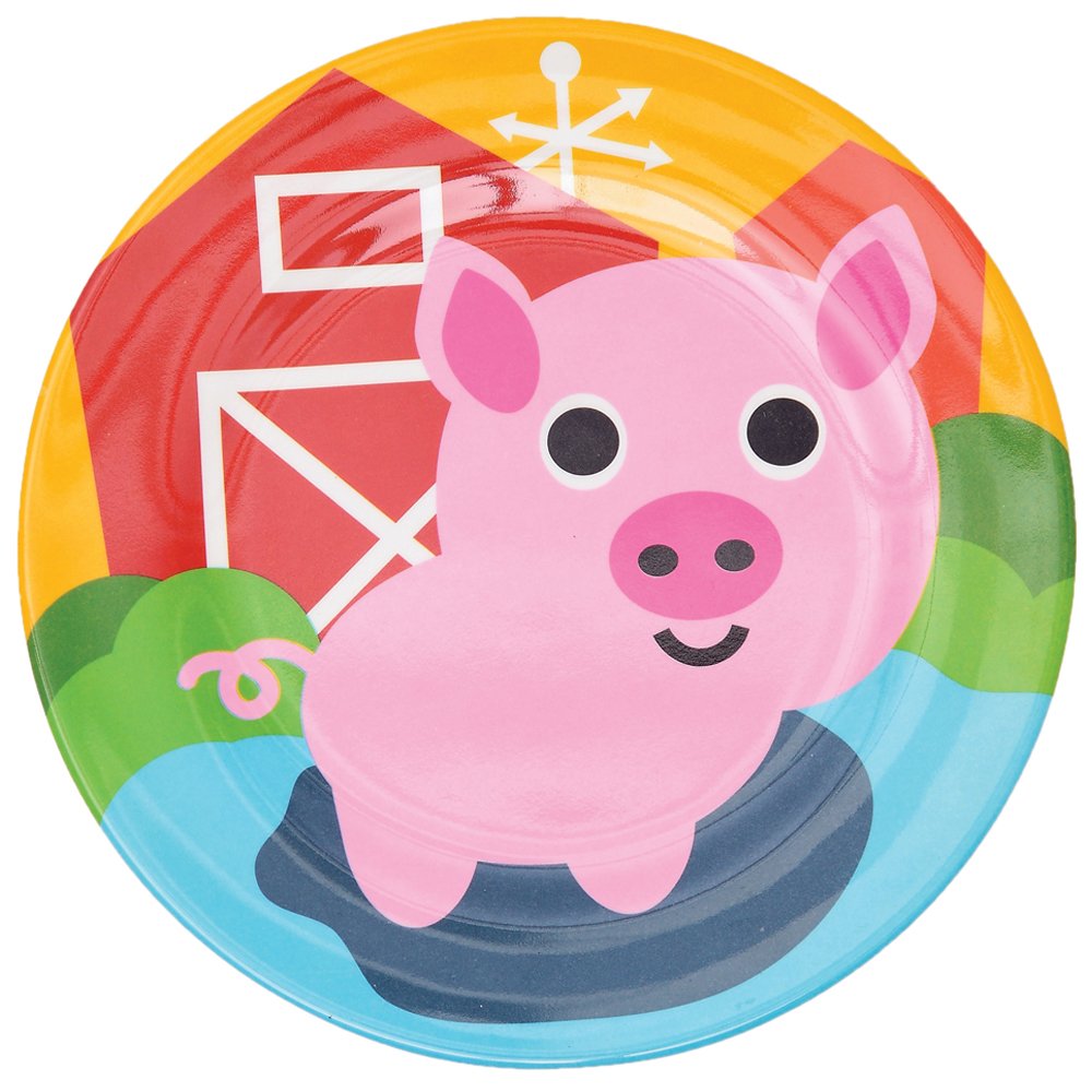 French Bull 4Pc Kids Feeding Melamine Tableware Flatware Bpa Free Dishwasher Safe, Durable, 4 Count (Pack Of 1) Plate Set (Farm)