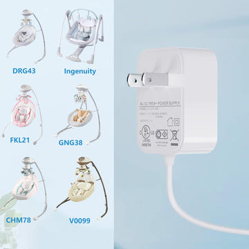 Vhbw For Fisher Price Swing Adapter Cord 6V Power Cord For Fisher Price Ingenuity Cradle Swing, Rainforest Cradle Swing, Butterf