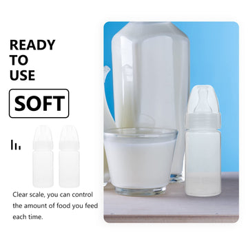 Exceart Ewborn Disposable Milk Bottle 5Pcs Clear Scale Milk Powder Bottles Infants Baby Bottles With Nipple (White)