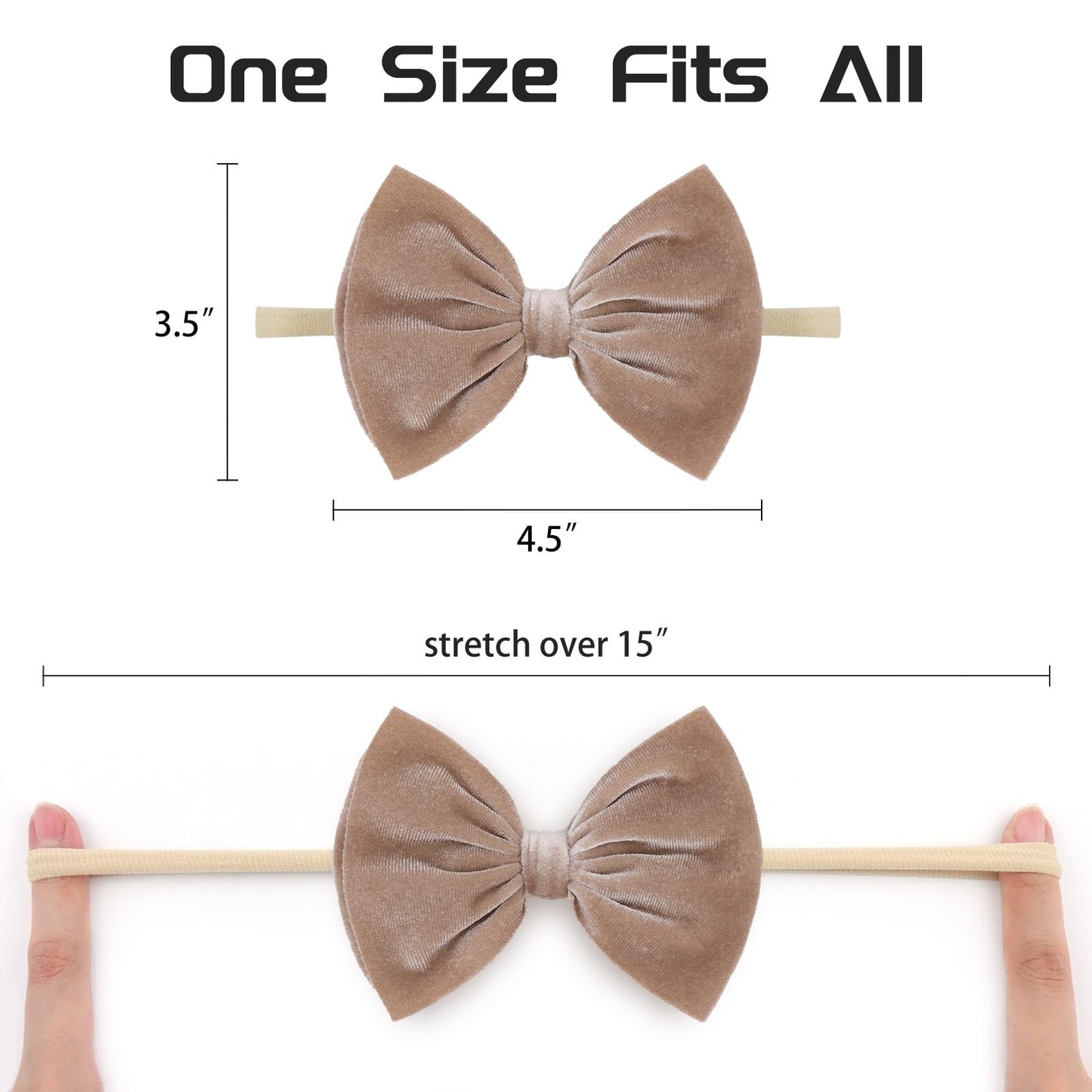 Yanjie 6Pcs Baby Girl Bows Nylon Baby Headbands Soft Velvet Baby Bows Newborn Handmade Hairbands Hair Accessories For Infant Tod