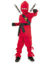 Ninja Red Costume Inspired For The Speically Trained Little Warrior Features Long Sleeve Shirt, Pants, Satin Sash And Belt With