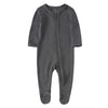 O2 Baby Baby Boys Girls Organic Cotton Zip Front Sleeper Pajamas, Footed Sleep 'N Play(3-6Months, Gray)
