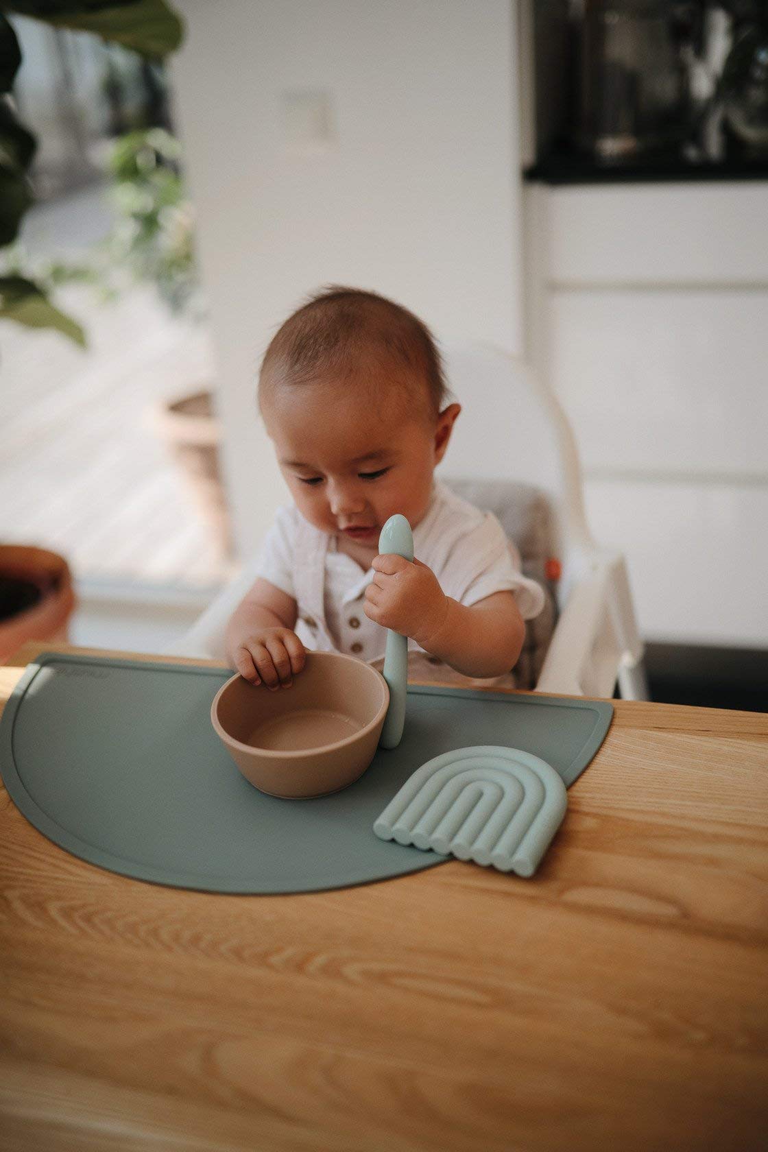 Mushie Silicone Suction Bowl | Bpa-Free Non-Slip Design (Dried Thyme)