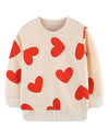 Mrocioa Valentine'S Day Heart Graphic Shirt Girl Cotton Sweatshirt Vday Kids Long Sleeve Crewneck Beige Tops For 6 Years