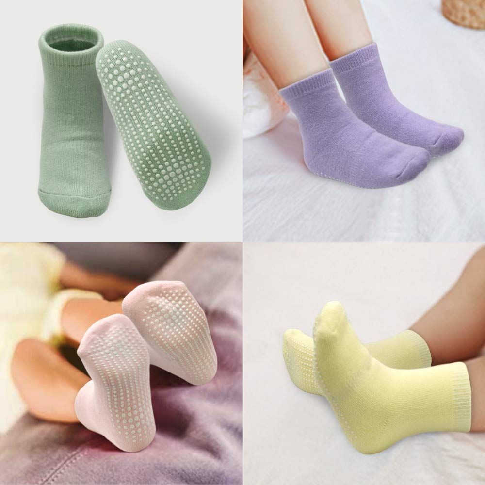 Tphon Toddler Socks, Kids Grip Socks 12 Pairs Non Slip Boys Sock For 7-10 Years Infants Baby Children