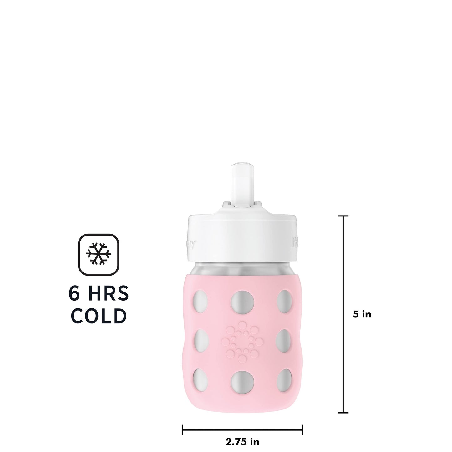 Lifefactory 8-Ounce Stainless-Steel Vacuum-Insulated Wide-Neck Baby Bottle With Straw Cap, Desert Rose, Ls2241Wdr4