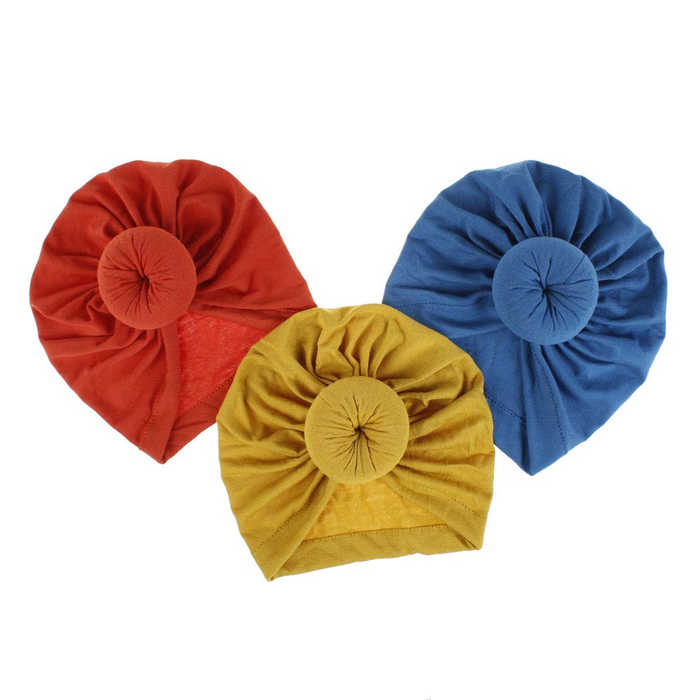 Insowni 8 Pack Solid Nursery Hospital Ball Donut Turban Hat Cap Beanie Bonnet For Baby Girls Toddlers Newborns Infants