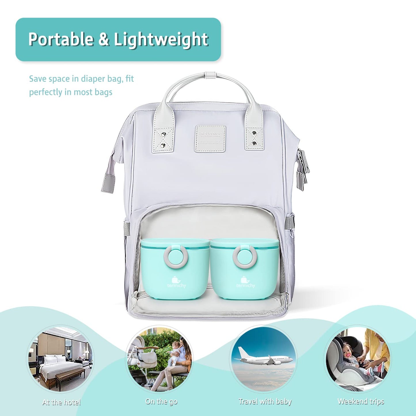 Termichy Baby Formula Dispenser, Portable Milk Powder Dispenser Container With Carry Handle And Scoop For Travel Outdoor Activit