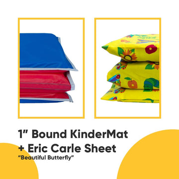 Kindermat + Eric Carle Kinderbundle - Beautiful Butterfly - Full Nap Mat & Washable Cover, Special Edition - 47' X 22', Value