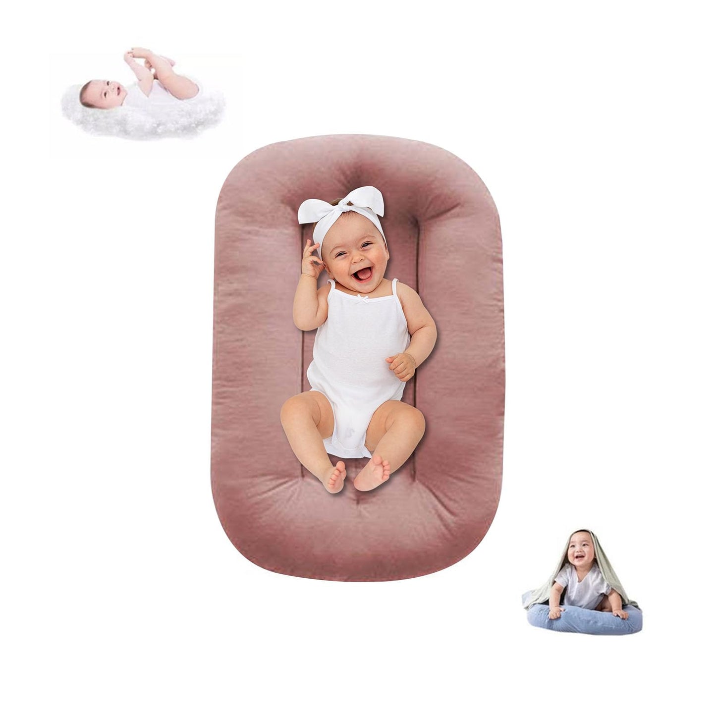 Lucakuins Baby Lounger for Infants 0-12 Months, Bionic Design Baby Lounger Soft Organic Cotton Breathable Lounger, Newborn Babie