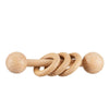 Wooden Baby Rattle, Newborn Wooden Rattle Toy, Natural Wooden Montessori Baby Grip 3 Ring Toy, Baby Gift Toy, Wood Rattle-1