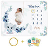 Baby Monthly Milestone Blanket | Includes Wooden Wreath And Pacifier Clip | 1 To 12 Months Extra Soft Fleece | Best Photography