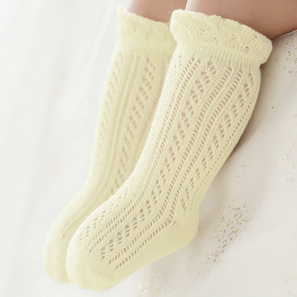 Actlati 3 Pairs Baby Girls Boys Knee High Socks Cotton Newborn Knit Stockings For 0-24 Months Infants Toddlers