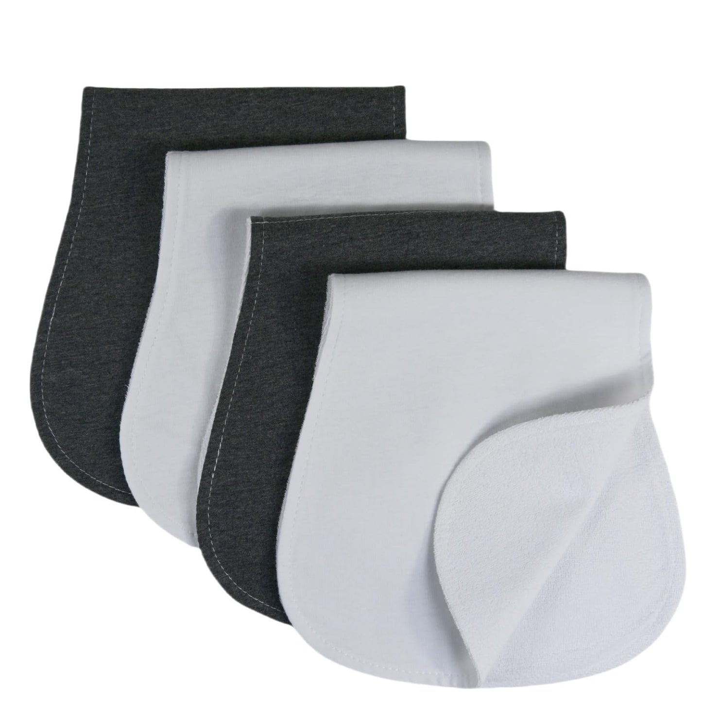 Arnzion Baby Burp Cloths Baby Burp Set Curved Absorbent and Soft Valuable 4 Pack (Grey White)