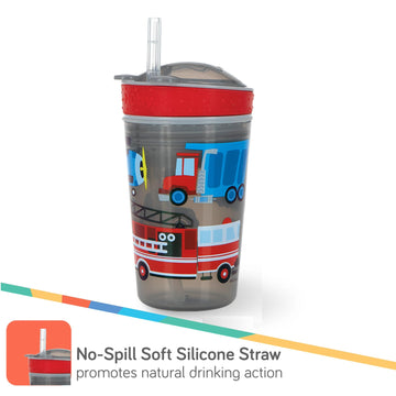 Nuby All In One Snack Bowl And No Spill Soft Straw Cup - 1 Pack Multicolor Snack N' Sip - Holds: 4.5 Oz Container With Lid And 9