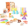 Curious Crate Wooden Montessori Toys Box for Toddlers | 9 in 1 Learning Educational Toys - Stacking Peg Board, Horizontal Dowel,