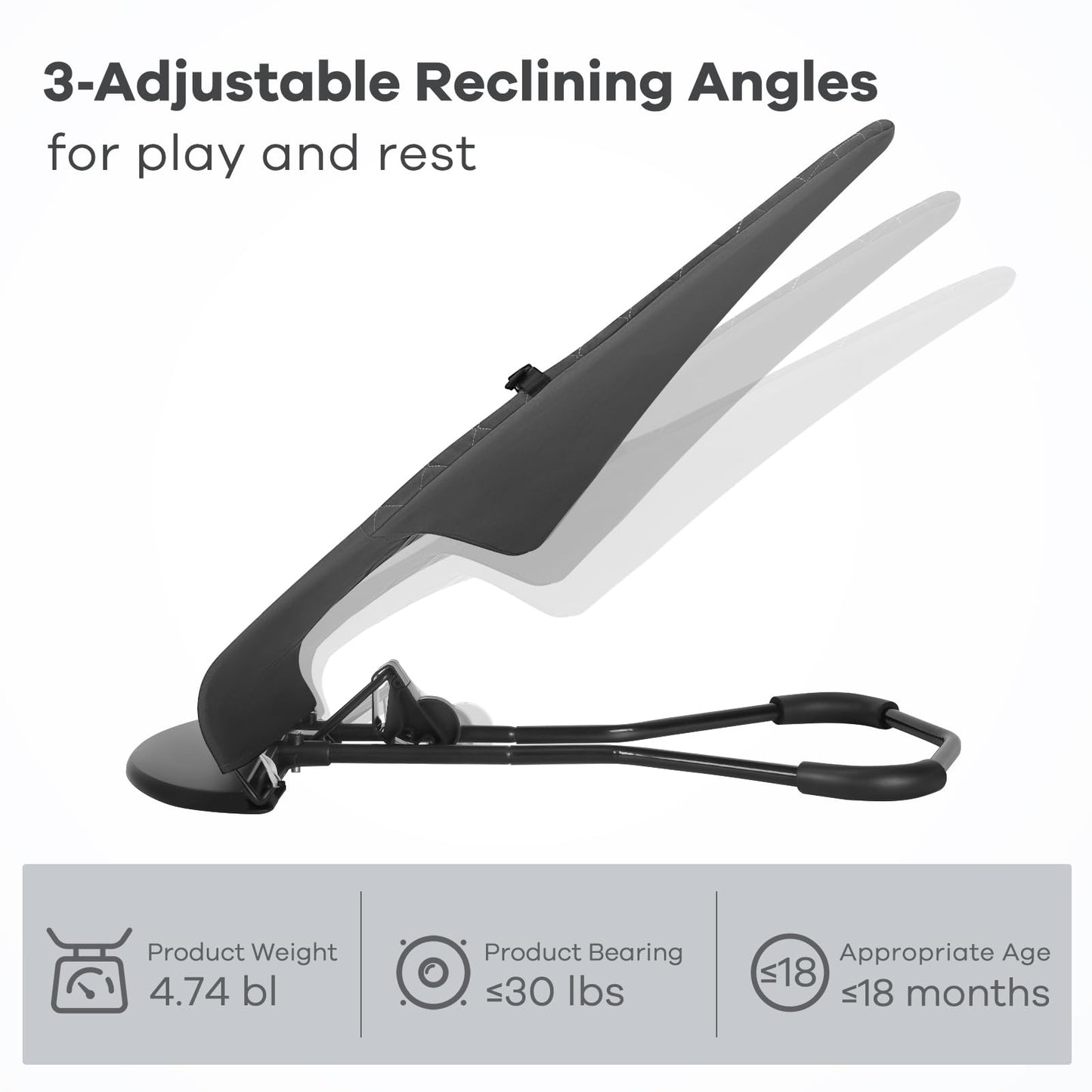 Hkai Baby Bouncer, Portable Baby Bouncer Seat For Babies 0-18 Months, 100% Cotton Fabrics, 3 Modes Of Use With Rocker And Statio