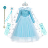 Rexreii Girls Frozen Elsa Princess Dress Long Sleeves Halloween Costume Christmas Birthday Evening Party Ball Gown W/Accessories
