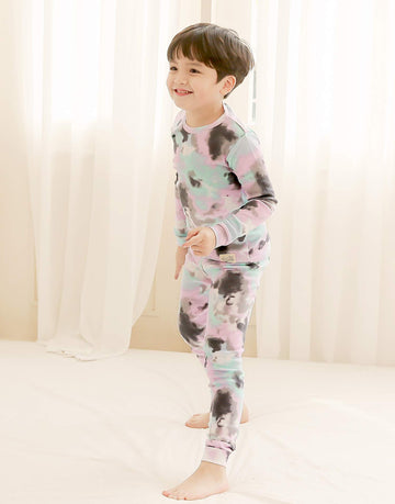 Vaenait Baby Kids Junior 100% Cotton Sleepwear Pajamas 2Pcs Set Tiedye-Lavenderblack-247 Xs