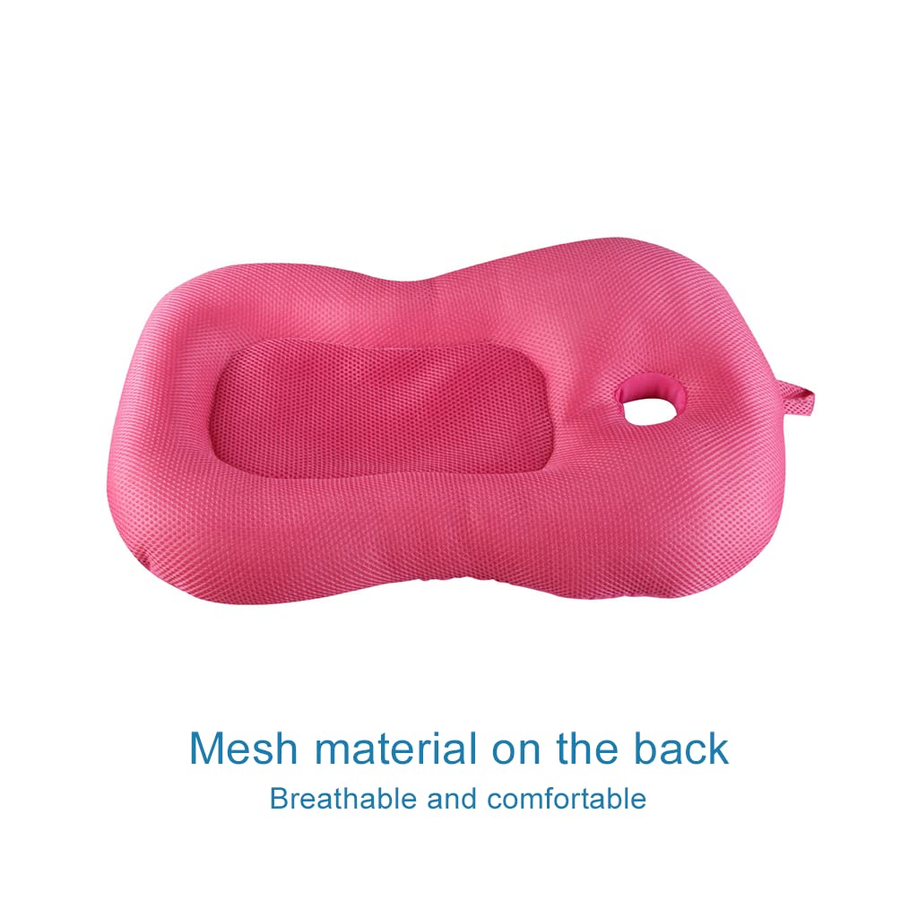 Baby Bath Mat, Kakiblin Baby Bathtub Baby Bath Cushion Soft Anti-Slip Bath Pad 0-6 Month Infant Bath Pillow, Pink