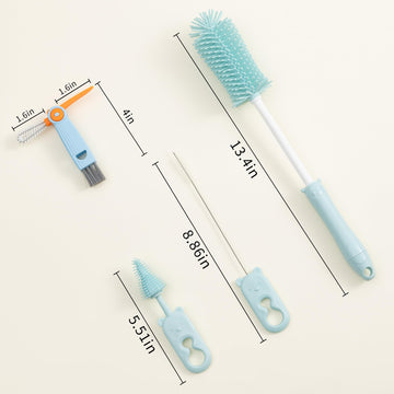 Chemimoso Silicone Bottle Cleaning Brush, 13.4' Long Handle Water Cup Bottles Cleaner For Baby Bottles, Stanley Mug, Sports Bot