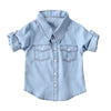Honganda Fashion Kids Toddler Baby Boy Girl Adjustable Sleeve Denim Shirt Tops Blouse (Denim, 6-12 Months)