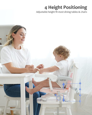 Ubravoo Baby Booster Seat For Dining Table With Removable Tray & Cushion, 3In1 Portable Toddler Booster Seat, 4 Height Adjustabl