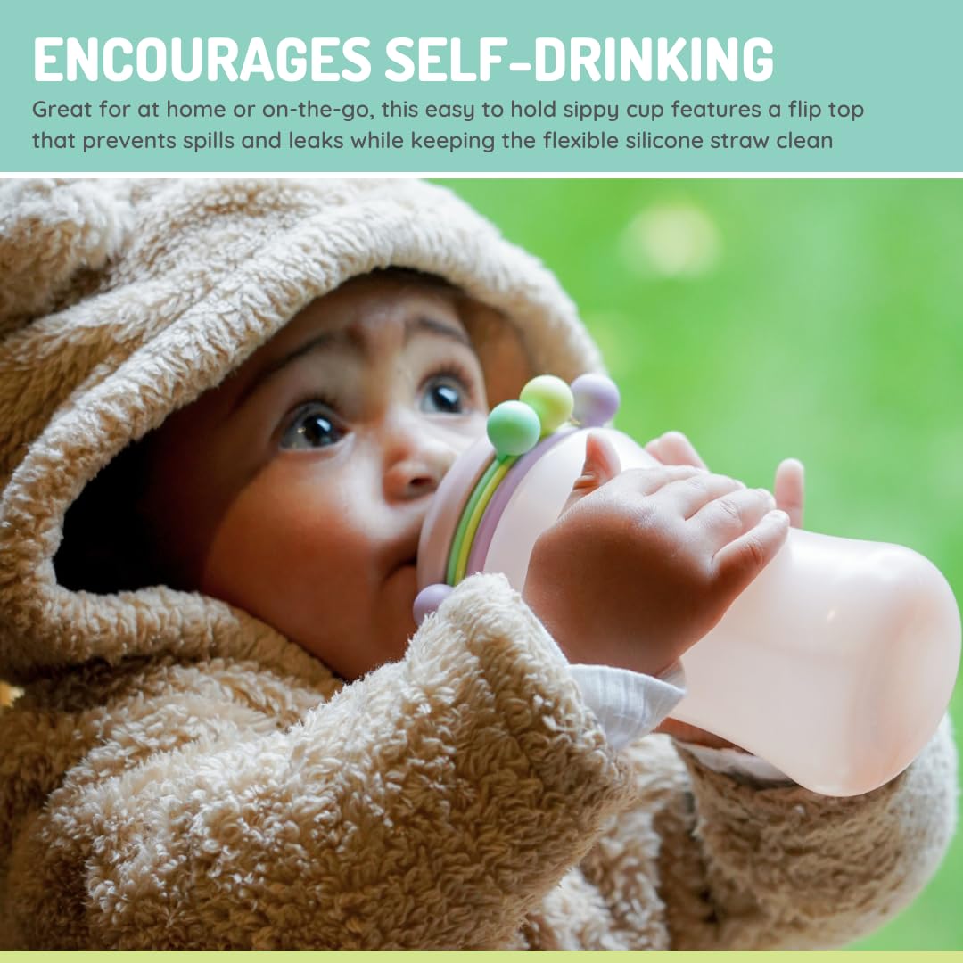 Melii Abacus Straw Sippy Cup 11.5 Oz Toddler And Baby (Pink 1 Pack)