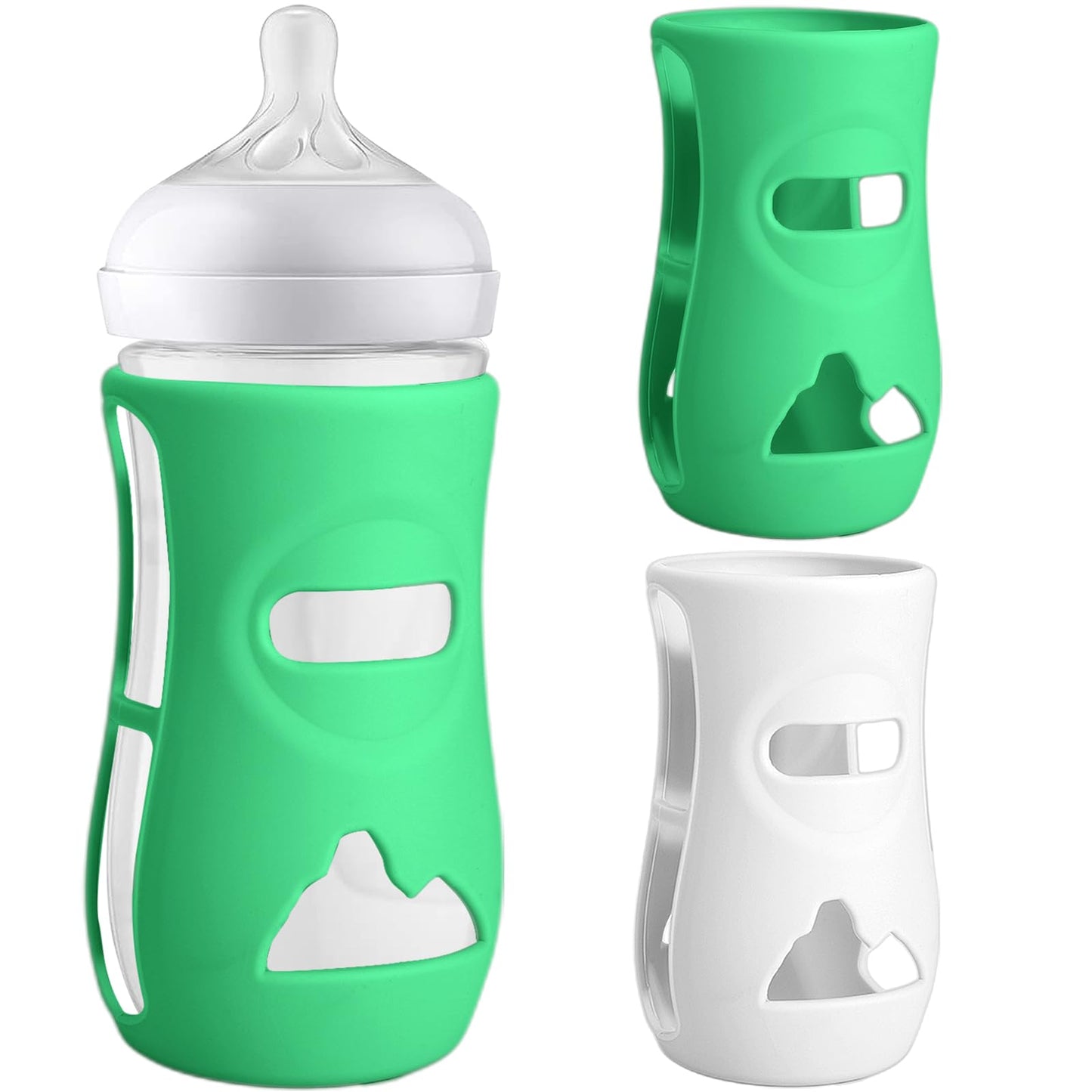 BUSOHA 2 Pack Silicone Sleeves for Avent Natural Baby Bottles - Anti Breakage Baby Bottle Sleeves for Avent Glass Baby Bottles,C