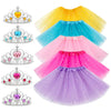 10Pcs Girls Princess Dress Up Accessories Tutu Skirt Princess Tiara Crown Set Princess Party Decorations Gifts Party Favors Cost