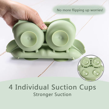 Idvvssx Silicone Baby Plate With Suction, Owl Shape Suction Plate For Toddler, Cute Kids Suction Plate, Baby Toddler Divided Pla