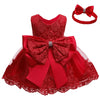 Baby Christmas Embroidery Lace Dresses Little Kid Easter Halloween Wedding Formal Event Dress (Red 8348,24M)